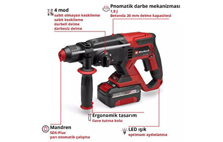 Einhell Te-hd 18/20 Li Akülü Pnömatik Matkap 4514299 + 4,0 Ah Akü Starter Kit