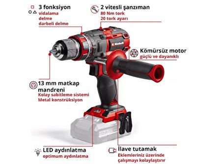 Einhell TP-CD 18/80 Li-i BL Solo Darbeli Matkap Vidalama - 4514305