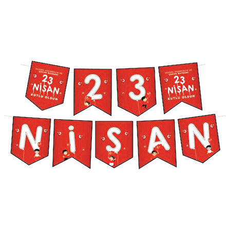 23 Nisan Yazısı ipli Ulusal Egemenlik Ve Çocuk Bayramı Banner Süs Okul Sınıf Süsleme - 1 Adet