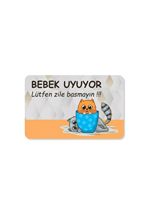 Bebek uyuyor Lütfen zile basmayın yazılır Dekoratif Dış Kapı Önü ve Iç Mekan Paspası yıkanabilir