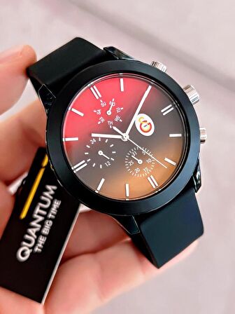 GS.1905.02 Quantum Orjinal Galatasaray Lisanslı 30 Mt Su Geçirmez Silikon Kordon Taraftar Kol Saat