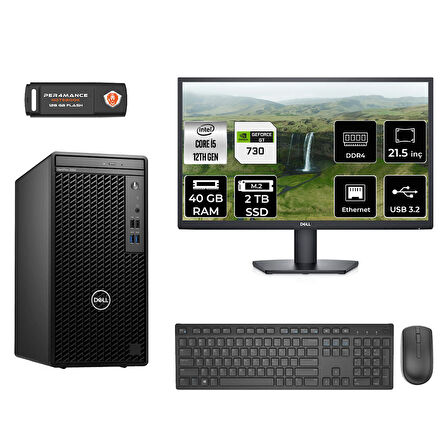DELL OPTILEX 3000 MNO3000D339 i5 12500 40GB RAM 2TB SSD GT730 4GB 21.5" FDOS MASAÜSTÜ PC