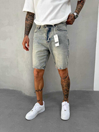 Erkek Denim Kot Kapri Şort