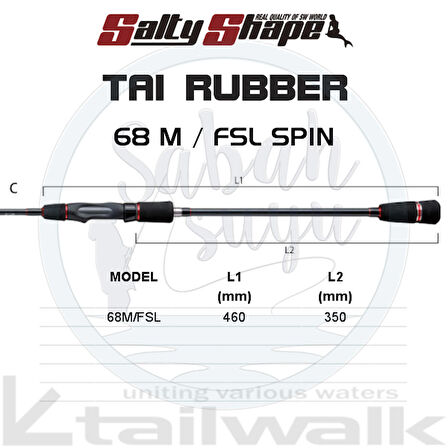 Tailwalk SSD Tai Rubber 68M/FSL Spin Kamış 2.03mt Max.100gr