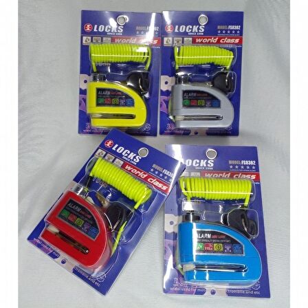 Motosiklet Alarmlı Disk Kilidi 110 Desibel Hatırlatma Kablolu (MAVİ)-ARASMOTO