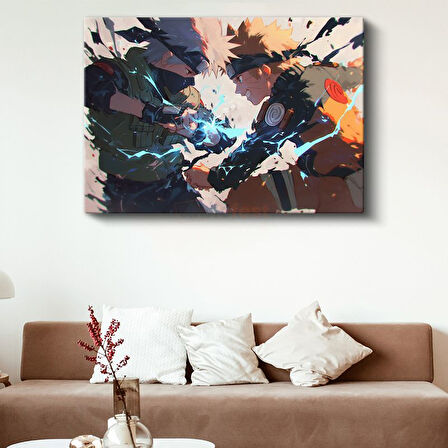 Ninja Düellosu - Mavi Enerji Anime Kanvas Tablo