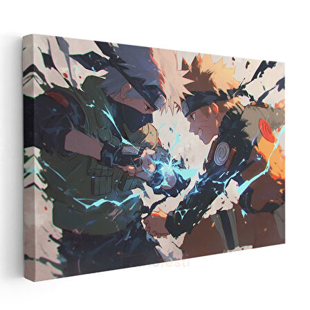 Ninja Düellosu - Mavi Enerji Anime Kanvas Tablo