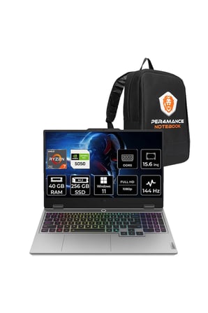 LOQ Ryzen 7 250 40GB 256GB SSD RTX5050/8GB 100W 15.6" FHD 144Hz W11P Gaming Laptop & Çanta