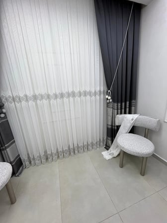 NİVEMESHOME ELİN 2573 V-105 GÜMÜŞ DETAY 1/2,5 PİLELİ TÜL PERDE APM