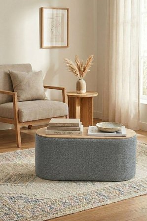 Contes Bohem Sandıklı Orta Sehpa Puf/Bench , Gri