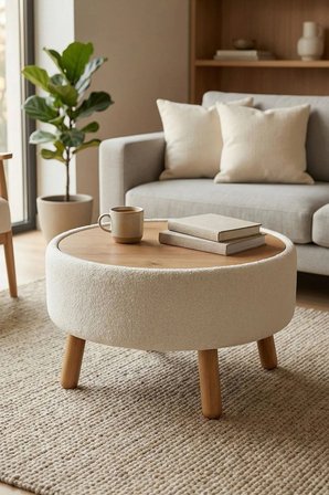 İriva Sandıklı Mekanizmalı Orta Sehpa/Bench, Kırık Beyaz