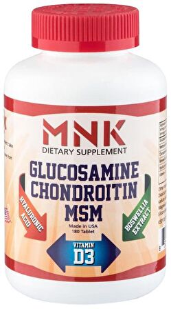 Mnk Glukozamin Kondroitin Msm 180 Tablet Akgünlük Hyaluronik Asit D Vitamini