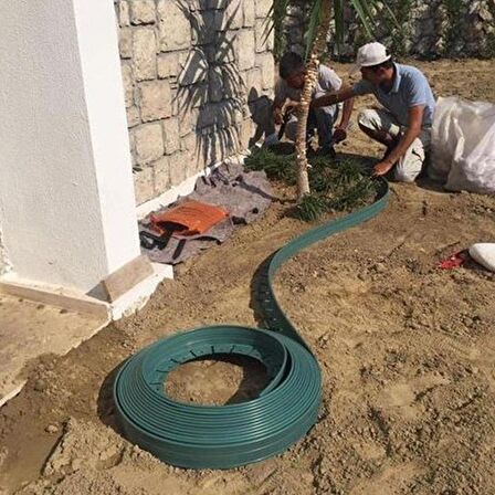 ÇİM AYIRICI 25 metre YEŞİL ESNEK PLASTİK ÇİMEN SINIRLAYICI BORDÜR TAŞ TOPRAK AYIRICI