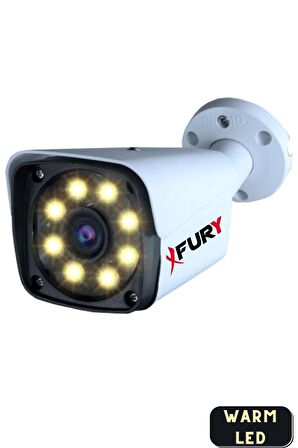 FURY 2 Kameralı 5mp Lens 1080p 2mp Color Görüntü 8 Warm Led Gece Görüş FullHd Güvenlik Kamera 5520W 500GB