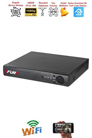 FURY 4 Kameralı 2MP Full HD Görüntü 6 Atom Led Gece Görüşlü Dış Mekan Güvenlik Kamerası Seti 500GB
