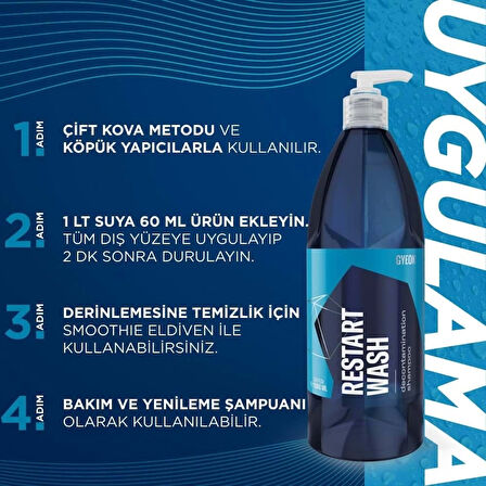 GYEON Q²M RestartWash Seramik Kaplama PPF Yenileyici Asidik Şampuan - 500 ml -Konsantre