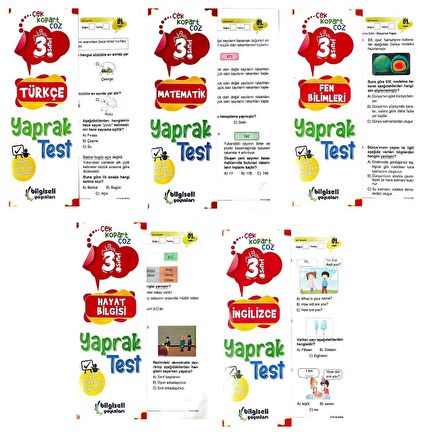 3.Sınıf Tüm Dersler Yaprak Test Seti +6 lı Poşet Deneme