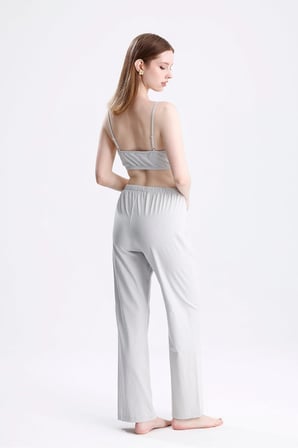 Laperissa Kadın Pijama Alt Üst Takım Gri 2XL Viskon Süprem Polyester