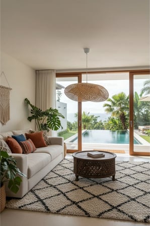 Bohem Bambu Bulut Sarkıt Avize Lamba 60cm - Iskandinav, Modern, Bohem, Rattan Aydınlatma