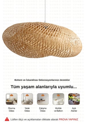 Bohem Bambu Bulut Sarkıt Avize Lamba 60cm - Iskandinav, Modern, Bohem, Rattan Aydınlatma