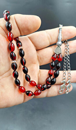 Siyah Kırmız Ateş Kehribar Tespih