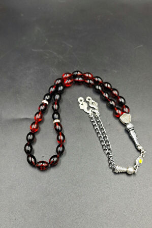 Siyah Kırmız Ateş Kehribar Tespih