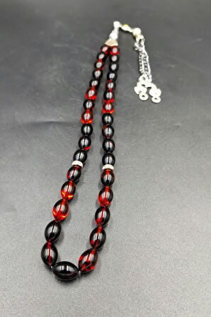 Siyah Kırmız Ateş Kehribar Tespih