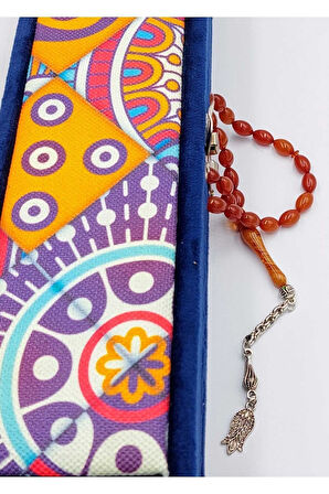 Turuncu Hareli Arpa Kesim Alpaka Püskül Kehribar Tespih