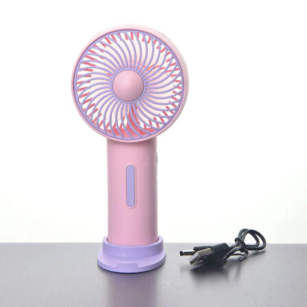 Pembe Taşınabilir Şarjlı Mini El Vantilatörü Fan Küçük