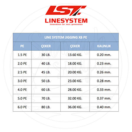 Linesystem Jigging X8 İp Misina PE 2.0 0.23mm 40lb 600mt