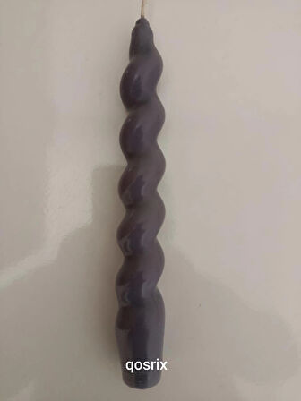 qosrix Gri Italyan Burgulu Şamdan Soya Mumu Doğal Kokulu Çubuk Konik Burgu Spiral Mum Dekoratif 1 Adet