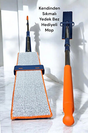 Kendinden Sıkmalı Mop 1 Adet Mikrofiber Yedek Bez Hediyeli