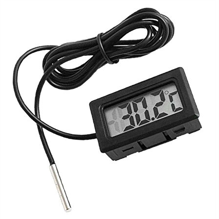 Dijital Termometre - Hassas sıcaklık Ölçer, LCD Ekran, Kablolu