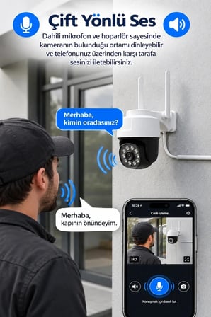 iCam365 VV-26 WiFi Akıllı Güvenlik Kamerası 2MP 1080P Full HD – 355° Döner, Hareket Takibi, Gece Görüşü, Çift Yönlü Ses
