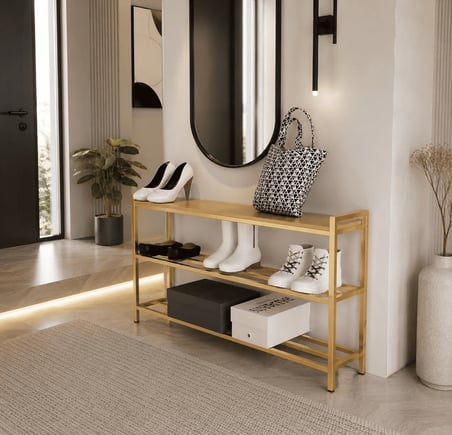 AYK7375 Modern Ahşap ve Metal Ayakkabılık