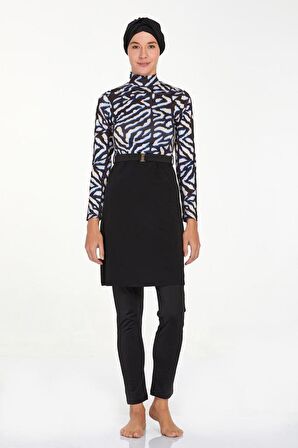 Adasea 4445 Demi Siyah Tam Boy Tasarım Tesettür Mayo