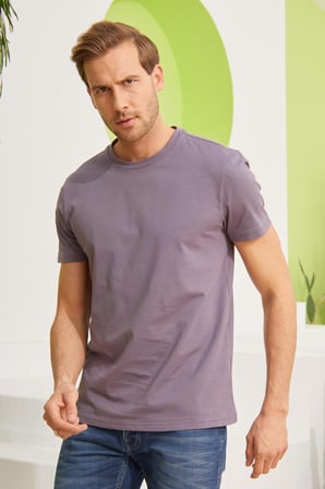 Erkek Bisiklet Yaka Slim Fit Basic Tişört Antrasit