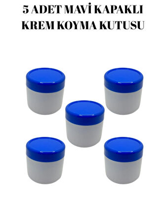 5 ADET MAVİ KAPAKLI KREM KOYMA KUTUSU 100 CC