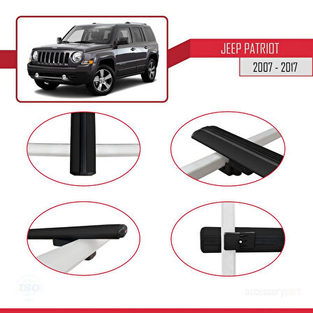 Jeep Patriot 2007-2017 Arası ile Uyumlu BASIC Model Ara Atkı Tavan Barı Siyah 2 Adet