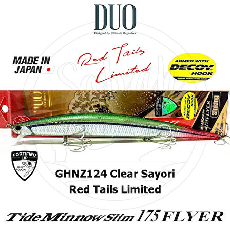 Duo Tide Minnow Slim 175 FLYER GHNZ124 Clear Sayori Red Tail Limited Sahte Balık