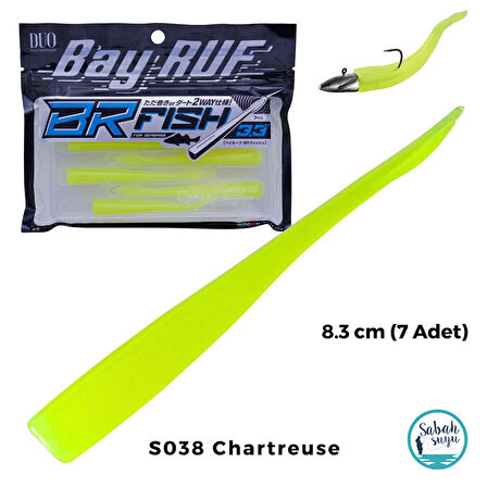 Duo Bay Ruf BR Fish 3.3 Silikon Kuyruk 8.3 cm S038 Chartreuse (7 Adet)