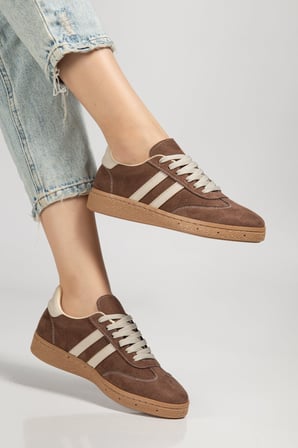 Kadın Kahve Süet Leopar Günlük Sneaker