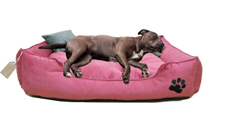 Büyük Irk Köpek Yatağı Ultrasoft Yıkanabilir Yüksek Kaliteli Kumaş Pati İşlemeli - 70 x 90 cm