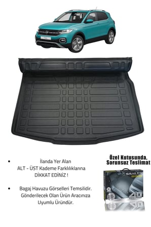 Sahler Volskwagen T-Cross 2022+ Uyumlu 4.5D Premium Havuzlu Oto Paspas Ve Liner Marka 3D Alt Bagaj Havuzu