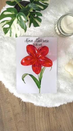 Pamuğum Atelier Kına Hediyelik Kırmızı Çiçek Toka 8 cm (25 Adet)