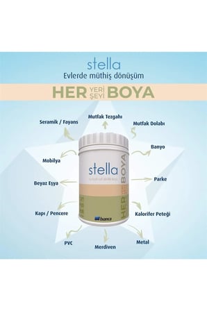 Stella Su Bazlı Saf Akrilik Boya Tüm Renkler 1Lt Her Yeri Boyar