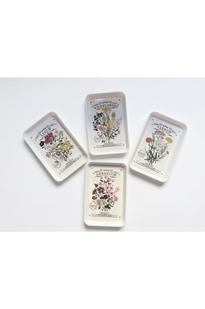 Vintage Botanik Çiçek Desenli Melamin￼ Tabak 22x14 cm