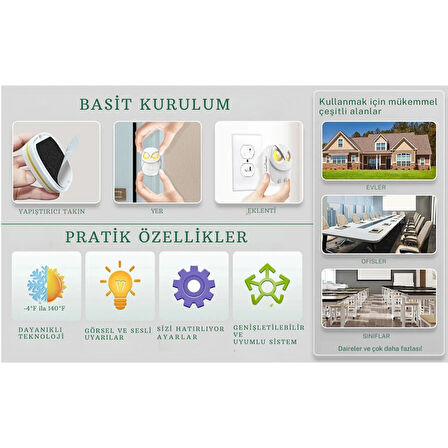 ShopFast Beyaz Lüx 1 Buton 1 Alıcı Kablosuz Kapı Zili Yaratıcı Baykuş Şekilli Işıklı Uzun Mesafeli(300 Metre) Ev Ofis Depo