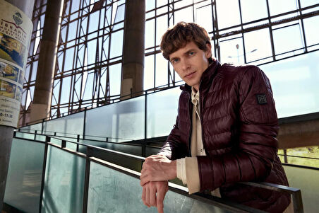 Su Geçirmez Regular Fit Erkek Şişme Suni Deri Mont Bordo 4528