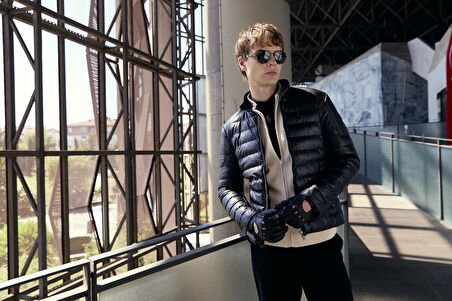 Su Geçirmez Regular Fit Erkek Şişme Suni Deri Mont Siyah 4528